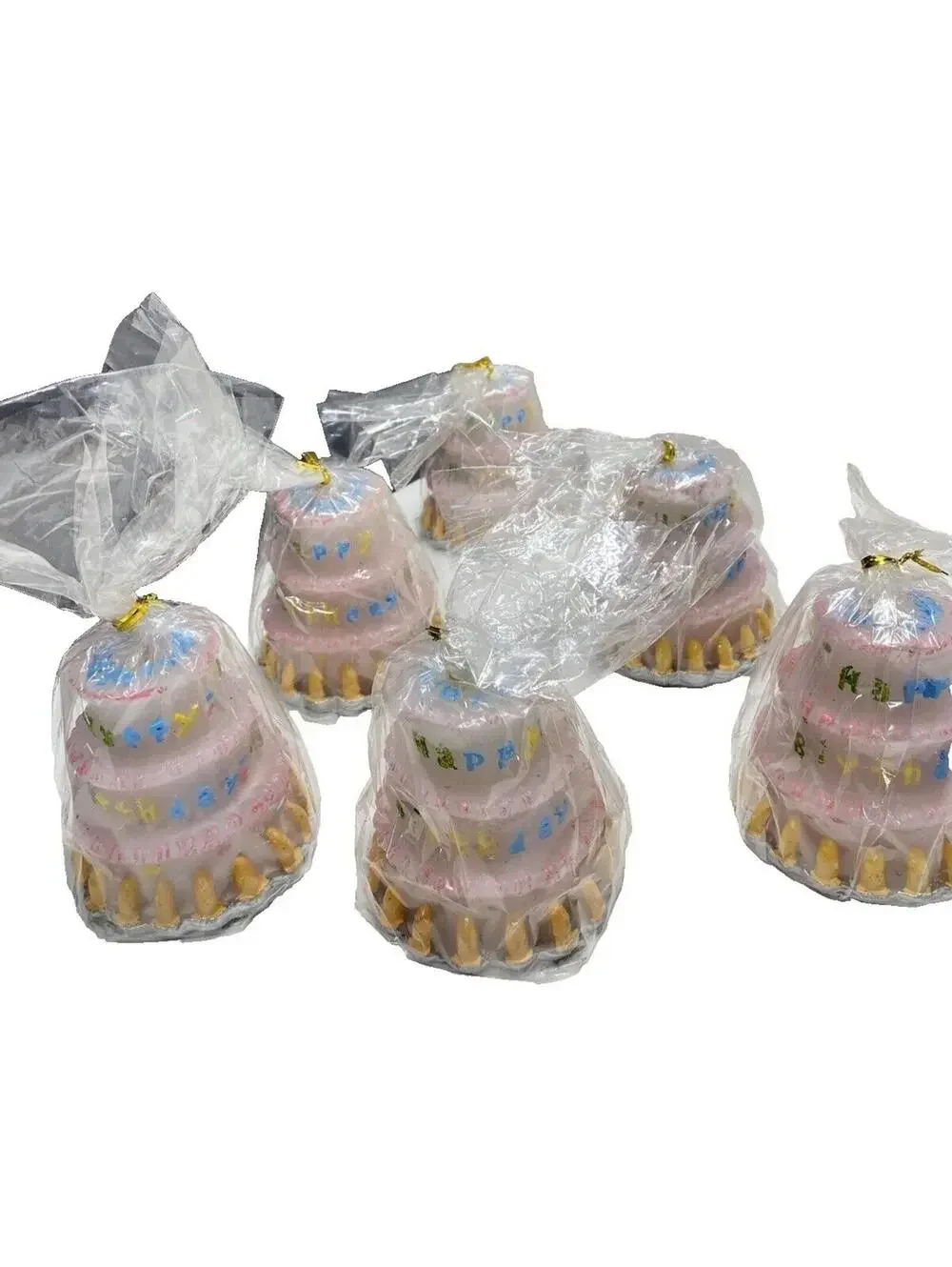 Happy Birthday , Cake Shaped Candles: Vintage 6pc Set for Celebrations! VTG